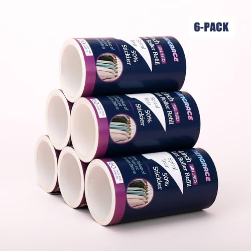 4 inch Lint Roller Refills Only for Scotch-Brite Pet Hair Pickup Everyday Clean Lint Rollers, 50% Stickier, 60 Sheets Each Refill, 6 Pack, 360 Sheets Total (1 3/4'' Inside Dia.) - size: 4 inch (1.75'' ID)