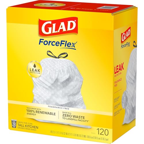 CLO78564 - Glad ForceFlex Tall Kitchen Drawstring Trash Bags - size: 120 Count (Pack of 1)