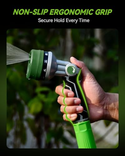 RAINPOINT Full-Metal Garden Hose Nozzle, Heavy Duty Water Hose Nozzle Sprayer With 10 Adjustable Patterns & High Flow,Thumb Control For Flow Adjustment, Ideal For Watering, Washing, Dark Green-2PCS - color: Dark Green