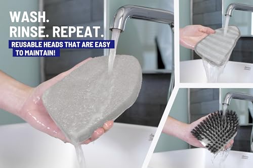 Moku Home Shower Scrubber 3 in 1 Extendable Long Handle 58" Cleaning Brush - Non Scratch Shower Brush for Cleaning Bathroom Kitchen Toilet Wall Tub Tile (Gray) - color: Gray