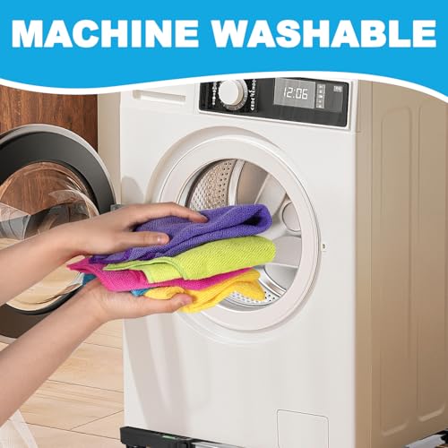 Microfiber Cleaning Cloths, 15 Pack Cleaning Rags, Wet and Dry Use Cleaning Towels, Highly Absorbent and Soft Feel, Lint Free, Streak Free, 11.5"X11.5"(Red/Yellow/Green/Blue/Purple) - color: Multicoloured 15 Pack