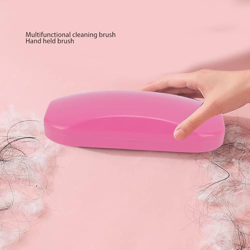 YUYTE Handheld Crumb Sweeper, Reusable Carpet Sweeper Cleaner Lint Roller Hair Removal Brush for Pet Hair Dust on Bedding Clothes Furniture with Washable Design (Rosy)