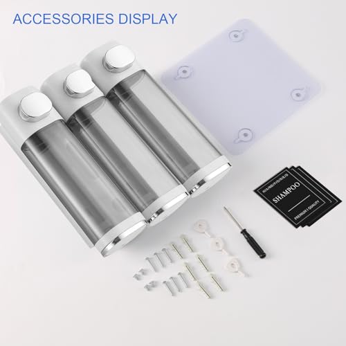Shampoo and Conditioner Dispenser Shower Soap Dispenser Shampoo Dispenser Body Wash Dispenser for Bathroom,Large Capacity, White Silver - color: White