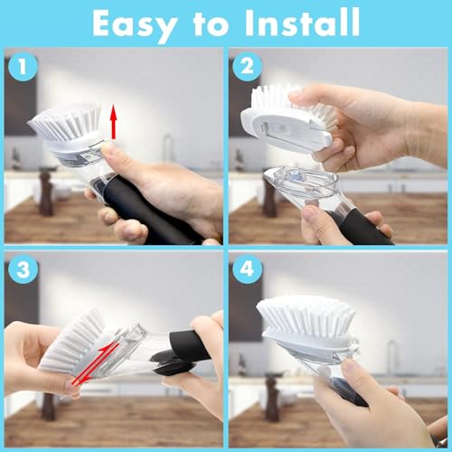Dish Brush Refills, 12 Pack Dish Brush Replacement Head, Brush Dispenser Refill Fits Soap Dispensing Handle - size: 12 pack