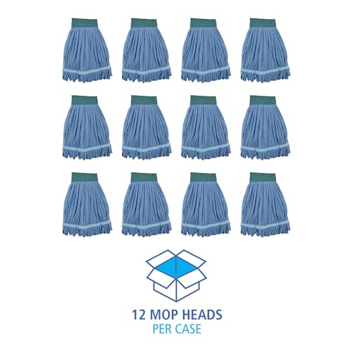 Boardwalk BWKMWTMBCT Microfiber Looped-End Wet Mop Heads, Medium, Blue (Carton of 12) - color: Blue