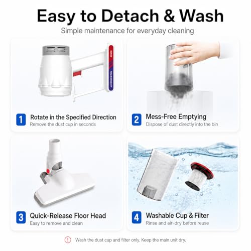 KEROMEE Cordless Vacuum Cleaner, Handheld 5-in-1 Small Stick Lightweight Vacuum Car Vacuum for Pet Hair Hardwood Floor Cleaning