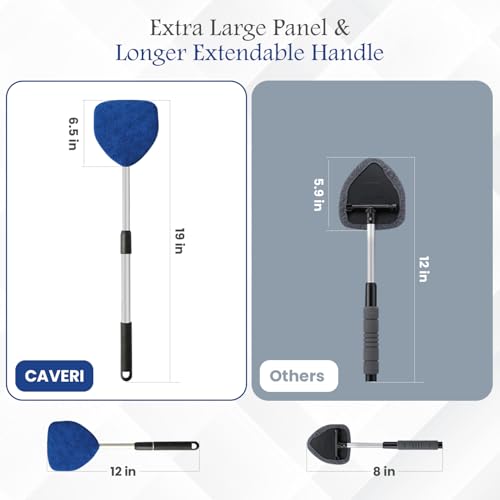 Windshield Cleaner Tool for Inside Car Windows with 6 Microfiber Pads Power Blade Glass Cleaning Kit, Magnetic Reach Handle for Auto Interior, Streak Free Window Supplies