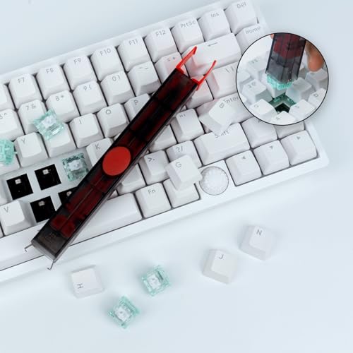 GATERON Twins 2-in-1 Switch and Keycap Puller,Manganese Steel Jaws Hot Swap Tool for Mechanical Keyboards,Ergonomic DIY Removal Kit with Cleaning Brush (Black-Red Color Scheme)