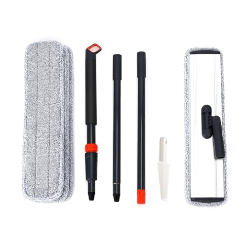 18 Professional Microfiber Mop Large Flat Mops for Floor Cleaning 4 Reusable Washable mop Pads Hardwood Cleaning System Wet and Dust Mop with 61in Long Stainless Steel Handle - size: 18 inches