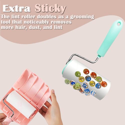 Lint Roller Remover with 180 Sheets, Pet Hair Remover Extra Sticky Roller Hair Dust Remover for Clothes, Furniture, Travel Household 1 Handle+3 Rollers Dog &Cat Hair Removal Green - size: 3.9 inch Green