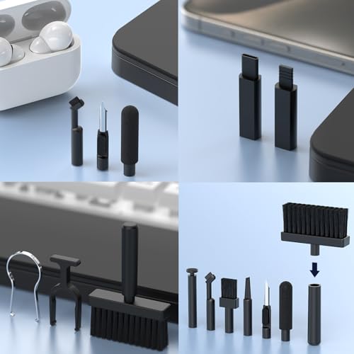 Ergonomic Keyboard Wrist Rest Cleaning Kit, 22 in 1 Cleaning Kits Wrist Rest for Keyboard, Non-Slip Springy Sponge Keyboard Rest Pad with Deep Cleaning Cleaning Tools for Earbuds, Lens, Charging Port - color: Black