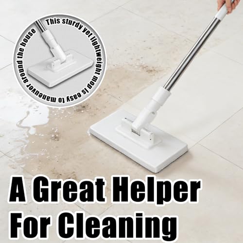 Snap Grip Mini Mop, Zero Touch Cloth Changing Flat Mop with Automatic Hands-Free Clip, Retractable 40 Inch Locking Handle for Gaps & Multi-Surface Cleaning, Wet & Dry, Includes 10 Reusable Cloths