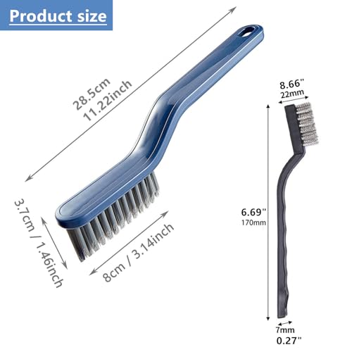 Kitchen Bathroom Sink Brush Crevice Cleaning Brush for Stubborn Kitchen Grease Stains, Window Gutters, Tiles and Faucets 2 Plastic with Clips & 2 Wire Brushes+2 Wall Hooks