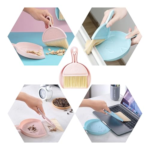Pink Mini Broom and Dustpan Set, Small Handheld Brush Combo for Kids Kitchen Counter Table Desk Car and Pet Area Cleaning - color: Pink