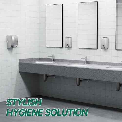 anydry Commercial Wall Mounted Soap Dispenser 37oz 1100ml Large Capacity Brushed Stainless Steel Manual Dispenser for High Traffic Restrooms - color: Brushed