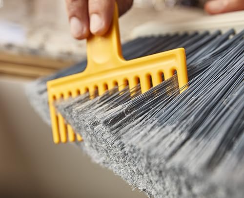 Joseph Joseph CleanTech Wall-Mounted, Adjustable Long Handle Broom Sweeper with Dust-Shield Storage, Indoor Sweeping Floor Brush with Soft Bristles
