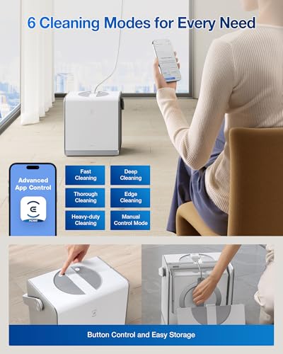 ECOVACS WINBOT W2 PRO Omni Portable Window Cleaning Robot with Multi-Functional Station, Charging While Working, Intelligent Cleaning with Triple Nozzle Water Sprayer, 12-Level Protection - color: White1