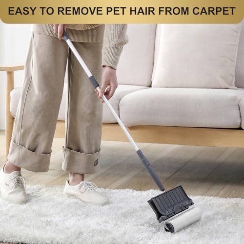 Fedicelly Lint Rollers Pet Hair Extra Sticky Floor with Long Handle,Large Cat Dog Hair Remover Laundry Clothes Carpet Furniture,6.3 inches Wider with 320 Sheets Giant Lint Remover Brush for Couch - size: 1 Roller (Extendable Handle) + 320 Sheets