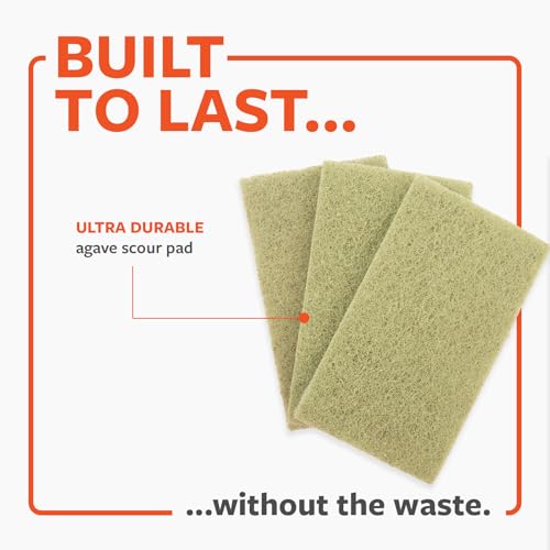 Full Circle Agave Leaf Scour Pads – Pack of 3 – Maximum Strength, Non-Scratch Dish Scrubber Made with Plant-Based & Recycled Materials, Safe for Nonstick - size: Agave Scour 3pk