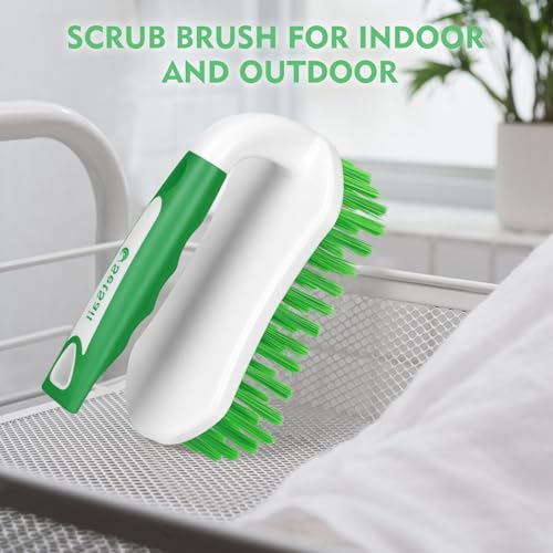 SetSail Scrub Brush, Heavy-Duty Scrub Brushes for Cleaning with Stiff Bristles Cleaning Brush for Shower, Bathroom, Carpet, Kitchen and Bathtub Scrubber - 2 Pack Green - color: Green