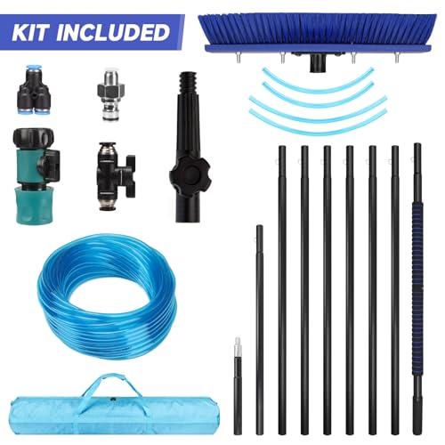 Solar Panel Window Cleaning Brush and Pole, 40FT Adjustable Window Cleaner Brush & Water Fed Pole Kit, Solar Panel Cleaning System Window Washing Equipment Tool - size: 40ft