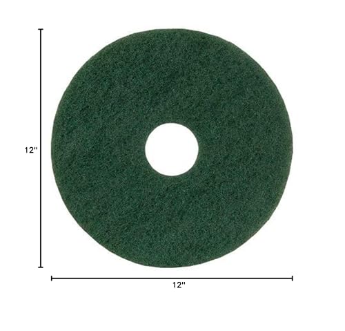 Virginia Abrasives 12" Green Floor Maintenance Pads - Heavy-Duty Non-Woven Pads for Deep Cleaning and Stripping for Orbital Machines, 5-Pack - size: 12"