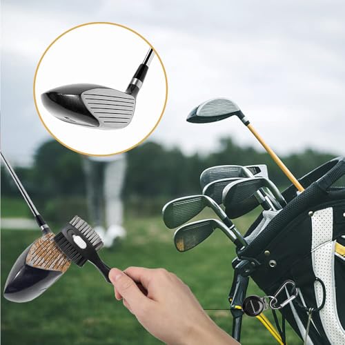 THIODOON 2 Pack Golf Club Brushes and Groove Cleaner 2 ft Retractable Zipline Carabiner Golf Brush Head with Retractable Spike Comfortable Grip Golf Club Cleaner - color: 4pcs Black & White& Red & Blue