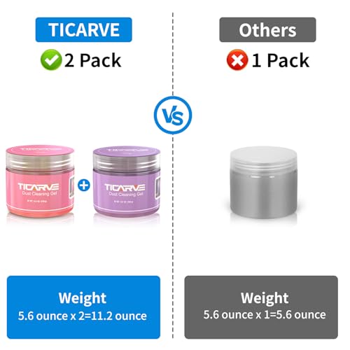 TICARVE 2 Pack Cleaning Gel Car Cleaning Putty Car Slime for Cleaning Car Detailing Gel Car Interior Cleaner Car Accessories Keyboard Cleaner Rose Purple (320g/11.2oz) - color: Purple+Rose Red