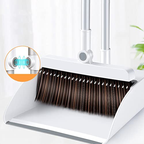 Broom and Dustpan Set, Multi Functional Folding Broom with Dust Pan with Long Handle Combo Set for Office and Home Standing Upright Sweep Use with Lobby Broom