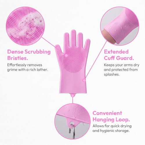 Kitchen Pot and Dish Washing Gloves, Made of Silicone, Household Cleaning Gloves for Home Use, Suitable for Kitchen Cleaning - color: Gray