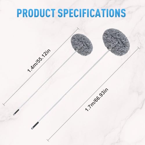 Ceiling Fan Cleaner Duster, Reusable Microfiber Duster with Extension Pole, Removable Dusters for Electric Fans Air Conditioning, Home Car Vents, Curtain (Blue-5Pole) - color: Blue-5pole