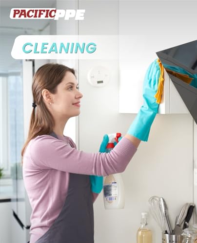 PACIFIC PPE 2 Pairs Reusable Dishwashing Cleaning Gloves with Latex Free, Cotton Lining, Kitchen Gloves, Green, Large - color: Green, size: Large (Pack of 2)