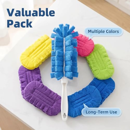 2026 New Reusable Chenille Microfiber Dust Duster, 360° Electrostatic Duster with Washable Removable Cloth Covers, Refillable Multi-Surface Duster for Home Furniture Ceiling Fan Cleaning (2 Sets) - color: 2 Sets