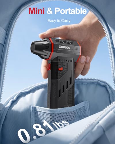 GOOLOO F5 Compressed Air Duster, Dual Removable Batteries, 180,000RPM Electric Air Duster, 3-Gear Adjustable Mini Handheld Leaf Air Blower Cordless for Car Detailing, PC, Keyboard, Snow Cleaning - size: Dual Batteries-F5