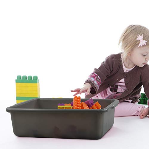 4 Packs 8 Liter Grey Commercial Bus Tub Box Tote Dishpan - color: Grey, size: 8 L