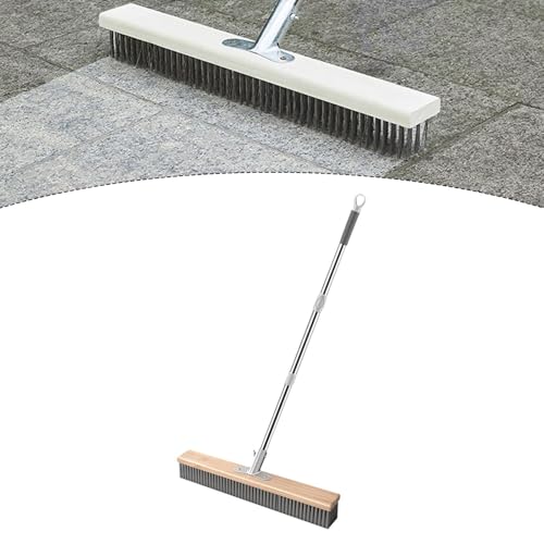 Generic Stainless Steel Wire Scrub Brush Deck Floor Brush Remover Floor Cleaning Tool with Long Handle for Rough Surface Patio, 50cm - size: 50cm