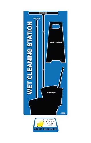 5S Housekeeping Shadow Board Wet Cleaning Station (Version 15) Blue with Black Shadows - color: Blue / Black