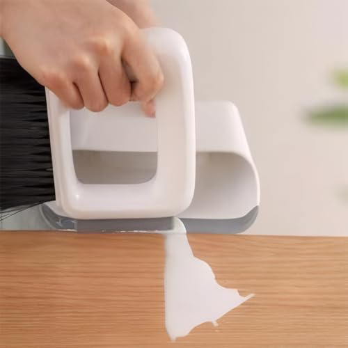 Dustpan and Brush Set Dust Pan Broom Brush Mini Dustpan with Brush Table Liquid Cleaning for KitchenTable Desk Key Board Cat Dog and Other Pets, White, KQ-001