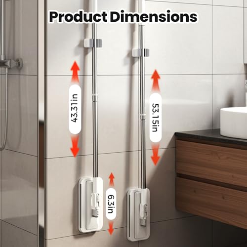 Hands-Free Flat Mop, 2026 Upgraded Multi-Purpose Flat Mop with One-Click Cloth Attachment, Self-Locking Grip for Microfiber Cloths & Towels, No Bending for Floor Wall Kitchen Cleaning (53.2 inch) - color: 53.2 Inch