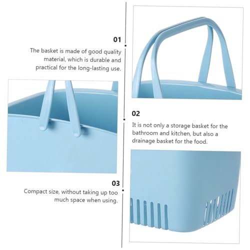 Healifty Large Portable Plastic Storage Basket Organizer 30x20.5x15cm Blue Sundries Container for Bathroom and Kitchen Desktop Storage