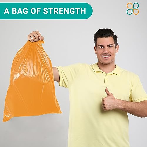 PlasticMill Contractor Bags Heavy Duty - Commercial, Industrial Garbage Bags - Orange Construction Trash Bags - Outdoor, Garden Trash Bags, 42-Gallon, 3 Mil, 33"x48" (50-Count)