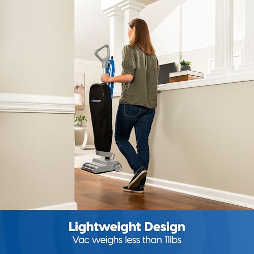 Vacmaster UB0402 Commercial Vacuum Cleaner Ultra-Lightweight 14L Capacity Bagged Upright Vac with LED Headlight and 2-Speed Setting Powerful Suction for Pets, Carpets & Hard Floor - color: Gray