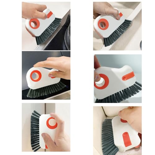 2 in 1 Groove Cleaning Brush Window Track Cleaning Tools, 2026 New Multifunction Hard Bristle Crevice Brush with Scraper for Shutter Door, Sliding Door, Window Sill, Window Seal (Gray) - color: Gray