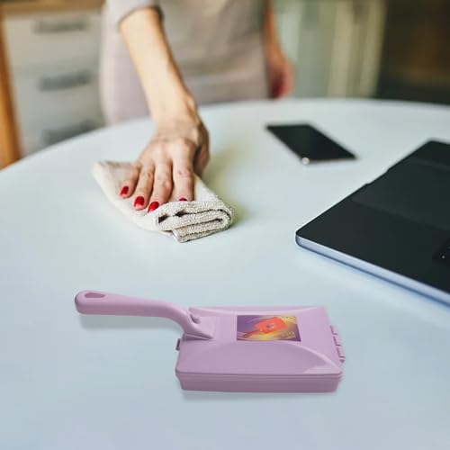 Handheld Roller Brush Sweeper for Carpet Sofa Bed Crumb & Dust Removal, Double Brush Cleaning Tool, Square PP Construction, Easy Crumb Collection & Disposal, Compact 10.5x26cm, Purple(purple) - color: purple