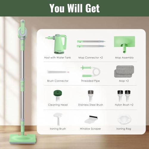 FEPPO Steam Mop & Detachable Handheld Steam Cleaner for Home and Floor Cleaning, 15s Heat-Up, 230°F Floor Steamer for Deep Cleaning with Multi-purpose Attachments Hardwood Floors, Tile,Grout,Furniture