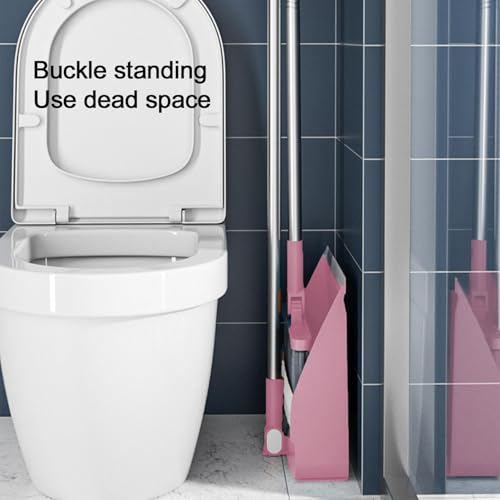 180° Rotatable Broom with Dustpan Combo Set, Buckle Standing Dust Pans with Scraping Teeth, Long Handle Brooms for Sweeping Indoor, Stand-Up Storage Saving Space, Cleaning Supplies, Home Essentials