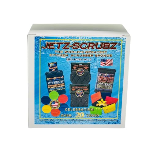 Jetz-Scrubz Scratch-Free Kitchen Scrubber Sponge – Dual Sided Non-Scratch Dish Cleaning Sponge for Cookware, Dishes & Kitchen Surfaces – Odor Resistant, Reusable – Round Scrub Sponges (3 Pack, Yellow) - color: Yellow