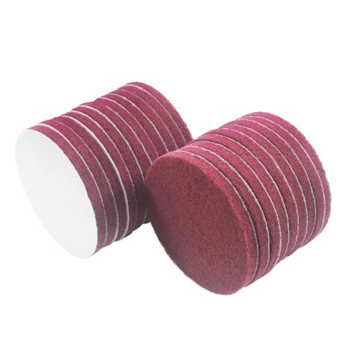 4 Inch 400 Grit Drill Brush Scrubber Scouring Pads, 20 Pcs Hook & Loop Power Scrubber Scour Pad for Rotary Tools, Random Orbital Sander (Red) - style: Red - 400#