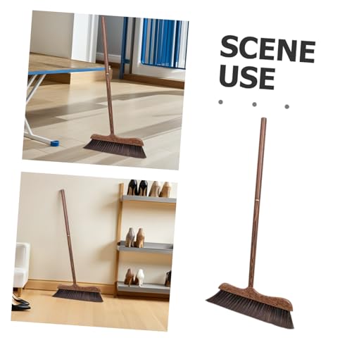 Garneck Wooden Patio Cleaning Broom with Long Handle Soft Bristles Floor Sweeper for Indoor and Outdoor Use Scratch Decking Scrub Brush for Courtyard and Garage Cleaning