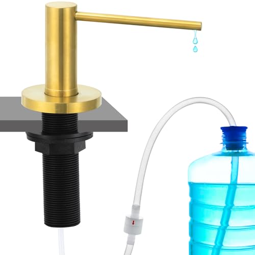 Gappo Soap Dispenser for Kitchen Sink Champagne Gold, Stainless Steel Countertop Pump, Built in Sink Soap Dispenser with 47" Extension Tube kit - color: Champagne Gold